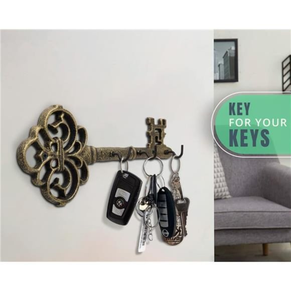 KeyHolder for Wall-Cast Iron Skeleton Key-Decorative Farmhouse Rustic Wall Mount - Picture 6 of 6